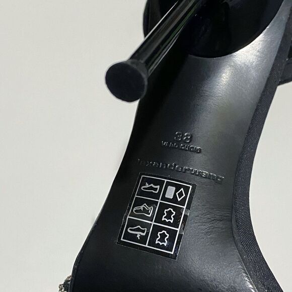 Alexander Wang Julie Scrunchie Embellished Slingback High Heel Sandals size 38 - Picture 16 of 16